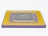 Intel Pentium 166MHz SL24R – angled side view of gold pin array and processor die