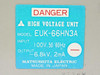 Matsushita EUK-66HN3A High Voltage Unit – close-up of label showing model, input 100V 50/60Hz, output -6.8kV 2mA, Matsushita Electric Made in Japan