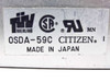 Citizen OSDA-59C label closeup – model number, brand name, Made in Japan, TÜV Rheinland, CSA, and UL certifications