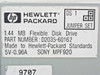 HP Hewlett-Packard label closeup – part number D2035-60162, 1.44MB Flexible Disk Drive, 5V 0.96A, Sony MPF920, DS1 jumper set