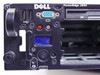Dell PowerEdge 2850 front panel close-up showing dual USB ports, DB15 VGA connector, LCD status display, power button, and indicator LEDs