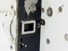 Traid Corp 1000-B 16mm Camera – side view showing film gate aperture opening and drive gear mechanism with heavy paint loss