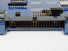Close-up of 40-pin IDC ribbon cable header connector on Rhetorex RDSP24000 voice card