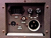 Film Duplicator rear connection panel – LOOP multi-pin connector, STROBE jack, FOOT SWITCH jack, 4A DC fuse block, 7A AC fuse, and AC line cord receptacle