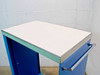 Wright Line cart — close-up of white laminate top work surface and teal-trimmed edges