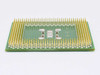Intel Pentium III SL43J Socket 370 CPU — angled side view showing gold pin array and PCB edge detail