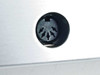 Black Box LE605A – bottom panel showing round DIN-style power jack receptacle