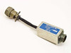 Photo Sonics Inc 61-9575 EMI Filter front view showing blue label, metal body, and female military circular connector on cable