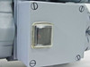 Vacuubrand ME 2S — closeup of square on/off rocker switch panel with clear window and red indicator, four corner screws