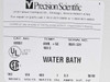 Precision Scientific 183 Water Bath rating label – Cat. No. 66551, 120V, 400W, 1 Phase, 3.3A, 50/60Hz, Temp AMB+5°C to 100°C, UL Listed 368A, CSA certified