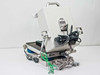 IMES SA2-40P Acoustic Test Chamber right side view — lid closed, cables routed along side, blue vibration isolators visible under base platform