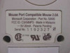 Microsoft 52695 mouse – bottom label showing part number, FCC ID C3KMMP3, 5V 20mA rating, and serial number