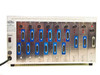 TCL 2110 Multiport Transceiver front panel view showing POWER switch, fuse holder, and all 9 card slots with DB25 ports and LEDs