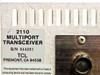 TCL 2110 Multiport Transceiver identification label showing model 2110, S/N 844081, TCL Fremont CA 94538, FCC Class A compliance statement