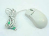 Microsoft X04-72167 IntelliMouse PS/2 scroll wheel mouse — full top view with coiled gray cable and green PS/2 connector
