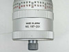 Mitutoyo 197-201 micrometer head barrel close-up showing 'Made in Japan No. 197-201' engraving and graduated thimble scale