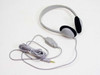 HP LT-100 computer headphone single unit — gray on-ear design with 3m straight cable and inline control module