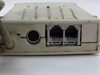 Global Village TelePort Bronze A861 modem – rear panel close-up showing Mini-DIN serial port and dual RJ-11C phone line jacks