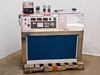 Integrated Time Systems wafer mask cleaner developer system front view showing stainless steel enclosure with blue cabinet doors, front control panel with digital displays, pressure gauges, and Sonotek controller on top