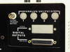 Luxtron 755 HG rear panel detail – four BNC analog output connectors labeled 1–4, Flash Trigger Output BNC, IEEE digital outputs port, and RS-232 DB25 connector