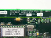 Farallon EtherMac NuBus NSC close-up of board label reading 'FARALLON COMPUTING INC. © 1995, ETHERMAC NUBUS NSC, ASSY. 896071 4-00-02' and sticker 5000115-00-01