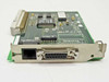 Farallon EtherMac NuBus adapter — bracket end showing RJ-45 (10Base-T) port and DB-15 AUI port on the card's I/O bracket