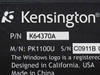Kensington PK1100U label on underside showing P/N K64370A, M/N PK1100U, serial number, Designed in California Made in China