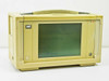 Novell LNalyzer BSI 386DX-33 lunchbox computer — front view powered on showing DOS boot screen on built-in CRT