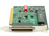 Computer Boards Inc. 8-bit ISA card – angled view showing 36-pin D-sub female bracket connector, red DIP switch bank, and CP82C65A-5 controller chip on component side