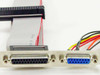 ISA slot bracket with DB25 (parallel) and DB15 female connectors and attached ribbon cable from Computer Products EM951S assembly