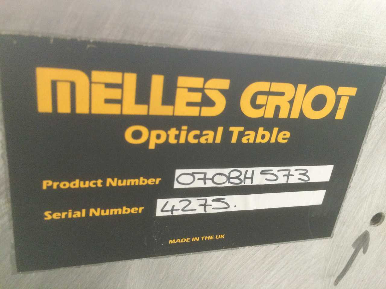 Melles Griot 59" x 29.5" Optical Table Anti Vibration Breadboard with Legs