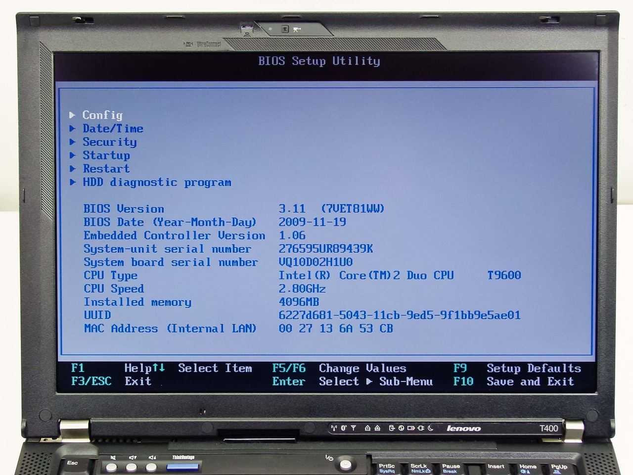 Lenovo T400 Intel Core 2 Duo 2.8GHz, 4GB RAM, No HDD