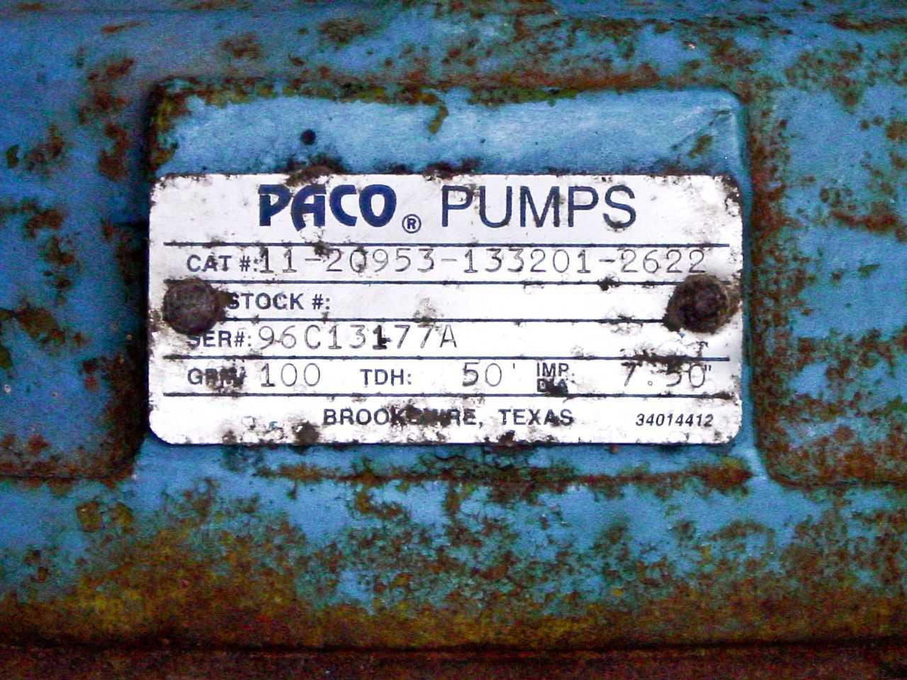 PACO LF Frame Mounted End Suction Centrifugal Pump 3HP 100 GPM 3Phase