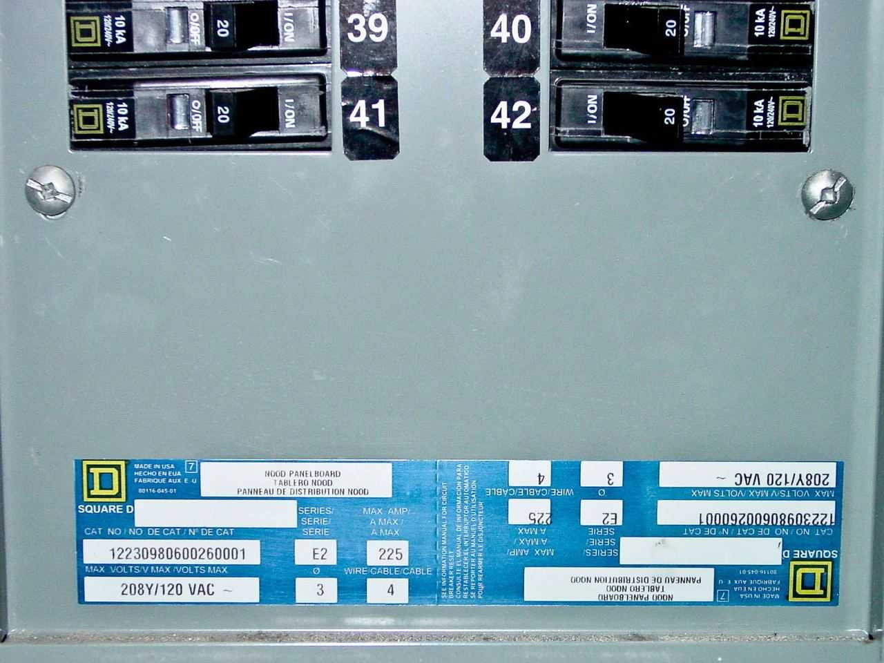 Square D 80102-147-50 Circuit Breaker- Type 1 Enclosure with