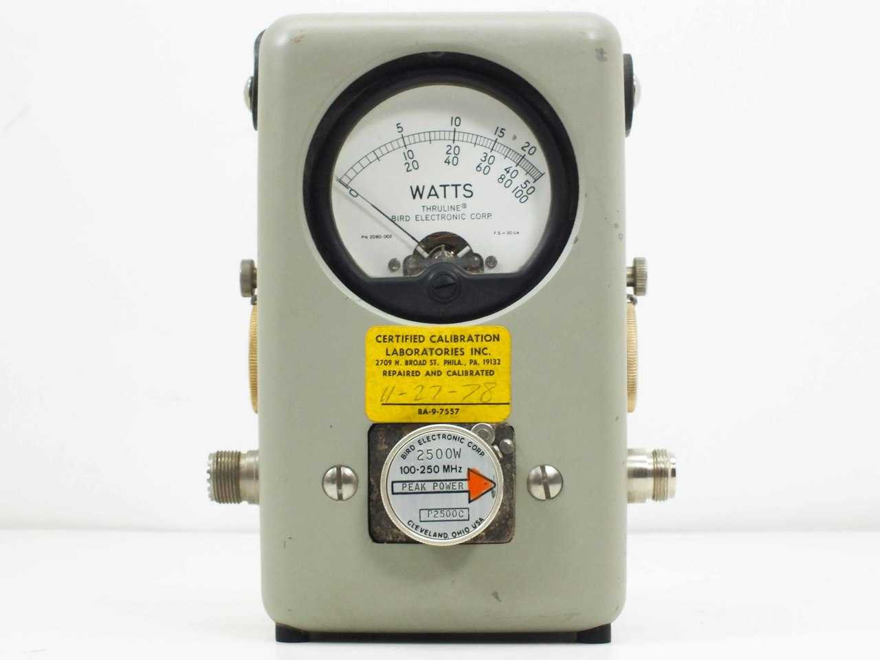 Bird Thruline RF Directional Wattmeter with 5 10 & 2500 Watt