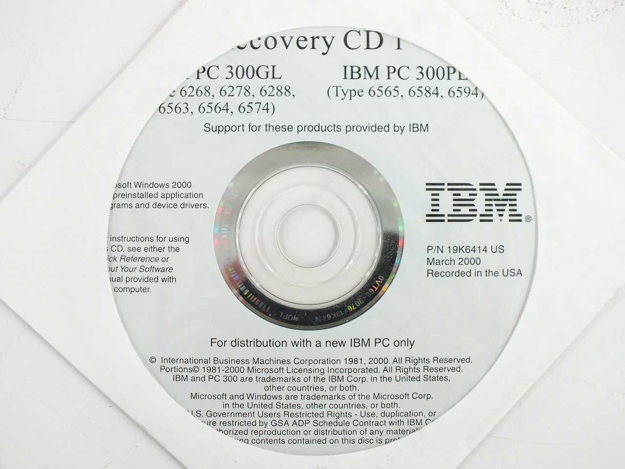 IBM 19K6414 PC 300GL 300PL - 3 Disk Product Recovery CD Set - 19K6411  19K6415