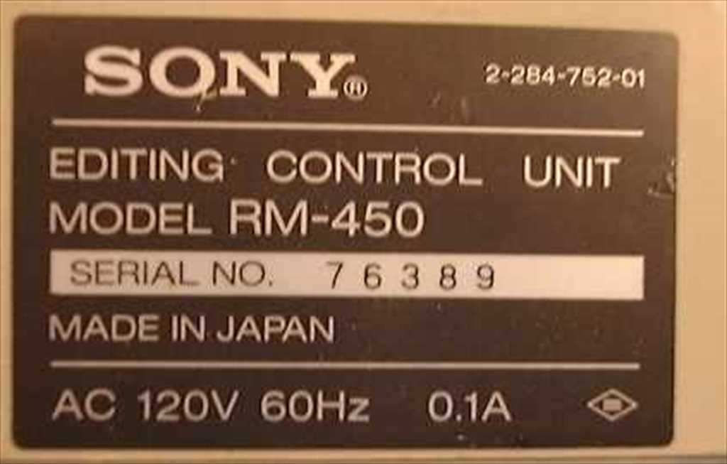 SONY RM-450 Editing Control Unit Controller
