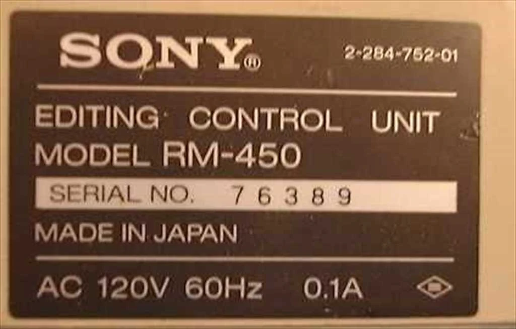 編集　SONY EDITING CONTROL UNIT RM-450 本体 Sony RM-450 Editing Control Unit RS-422 VTR Editor
