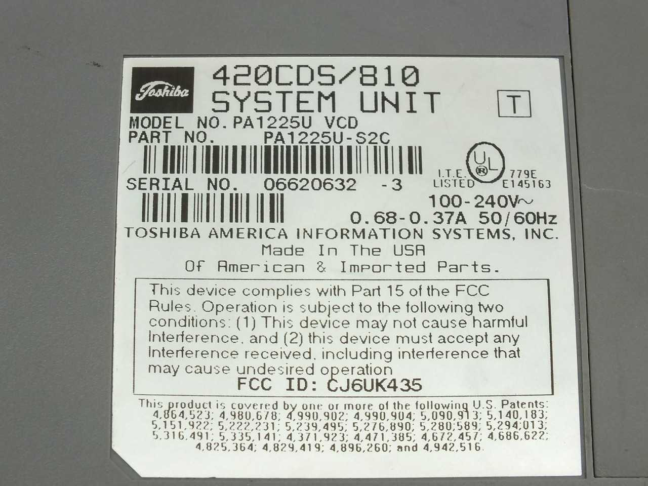 Toshiba Satellite Pro 420CDS/810 Laptop - As Is For Parts or