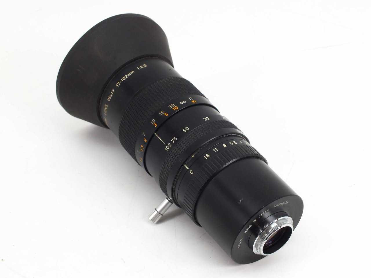 Canon V6x17 17-102mm F/2 TV C Mount Zoom Lens with Hood