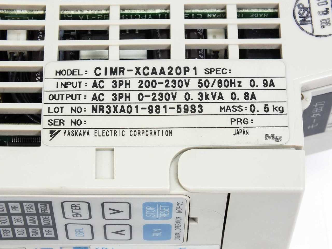 Yaskawa CIMR-XCAA20P1 Inverter Drive VS mini 200V 3 PH 0.1kW