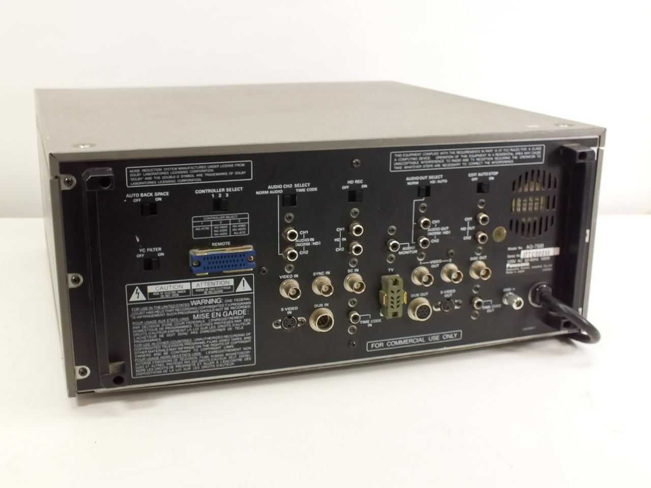 Panasonic AG-7500 Professional S-VHS / VHS Tape Cassette Recorder