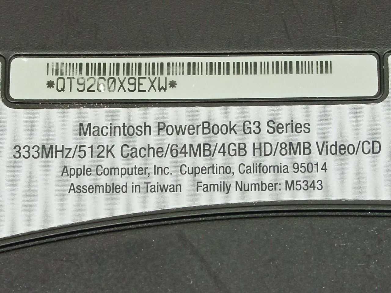 Apple M5343 Powerbook G3 333MHz/512k/64MB Laptop