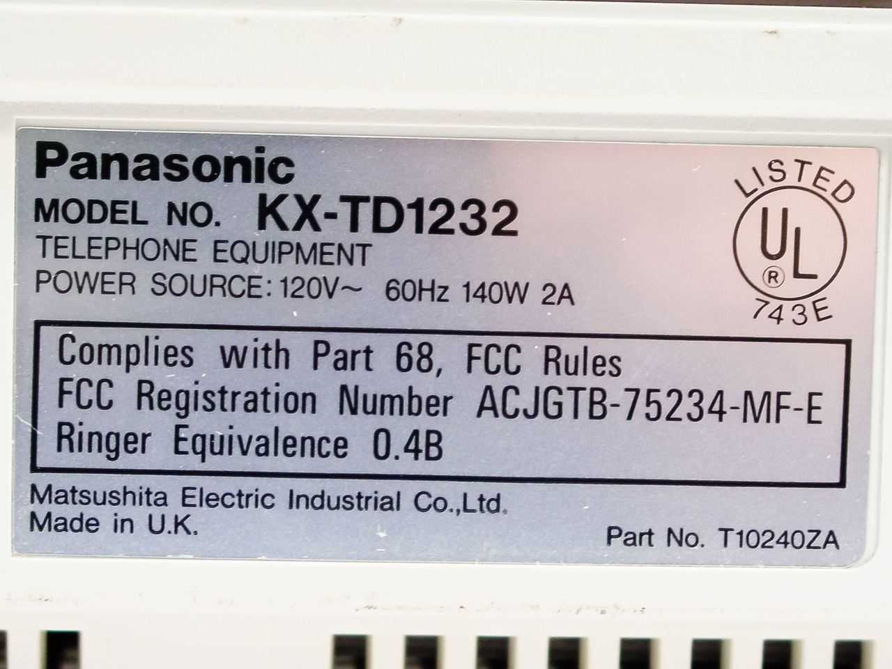 Panasonic Kx-TD1232 D816 Digital Super Hybrid Telephone PBx System