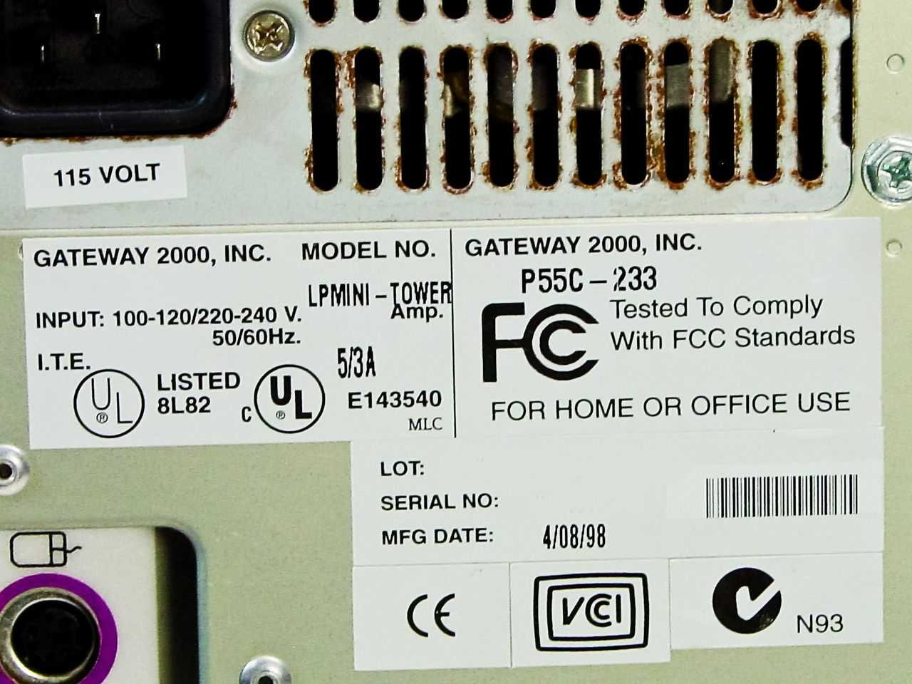 Gateway 2000 E-3000 P55C-233 Pentium MMX 233MHz Desktop PC