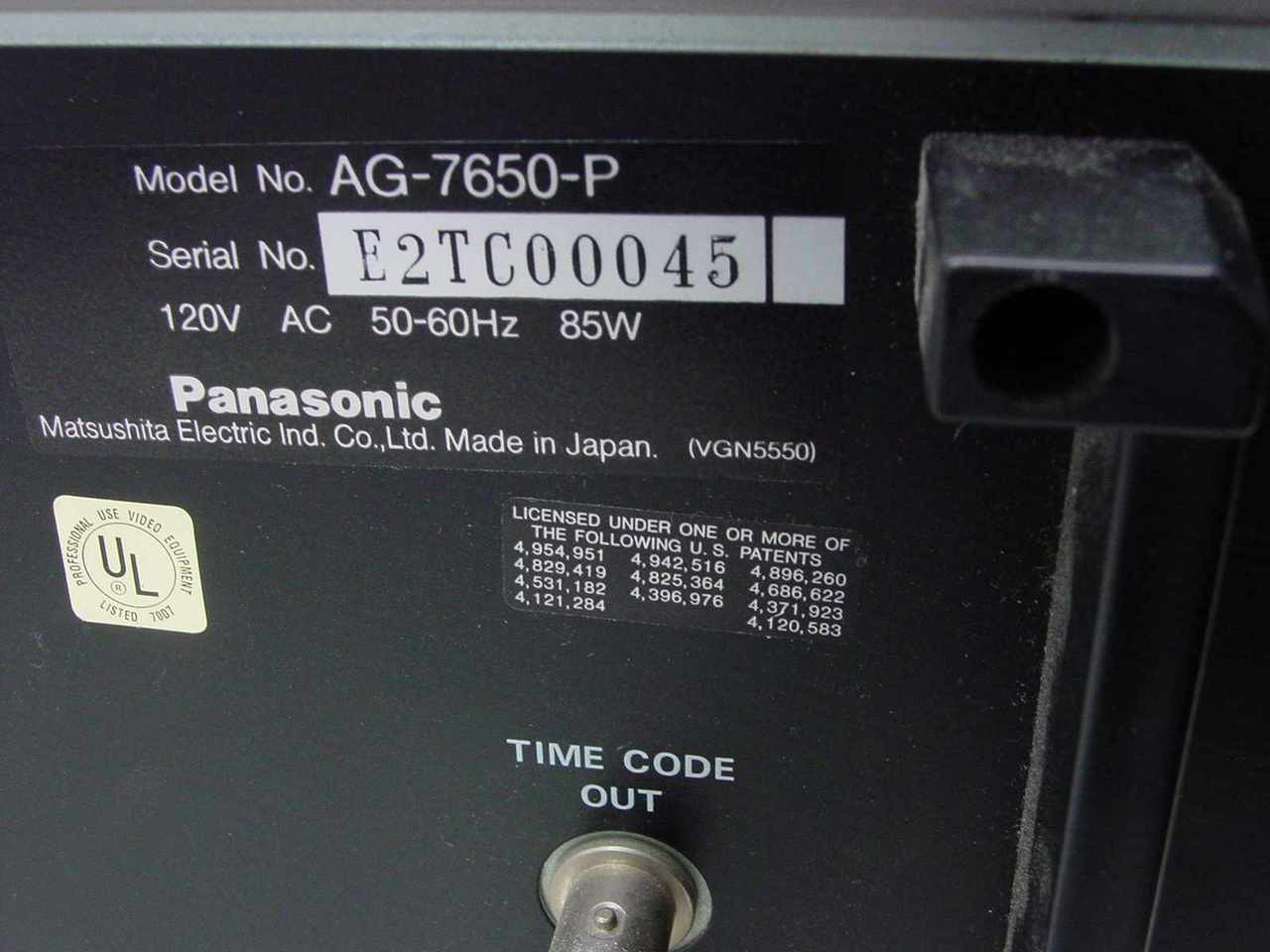 Panasonic AG-7650-P S-VHS Professional Video Tape Deck Player