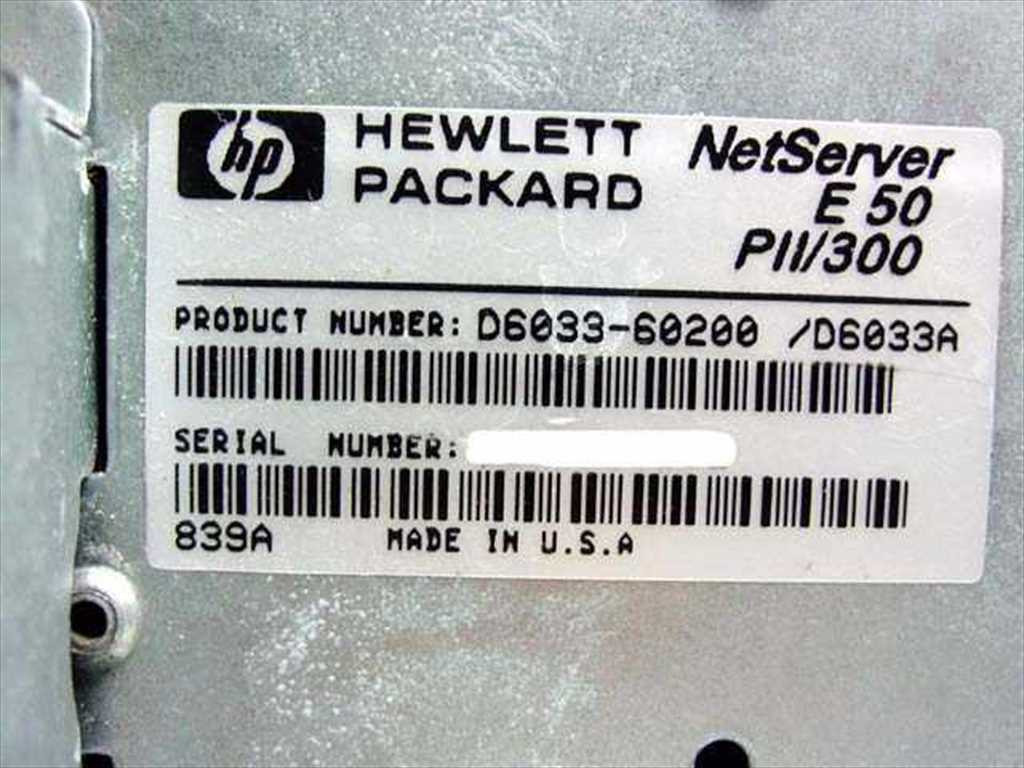 HP D6033A NetServer E50 PII 300 - NO PLASTIC COVER ON FRONT