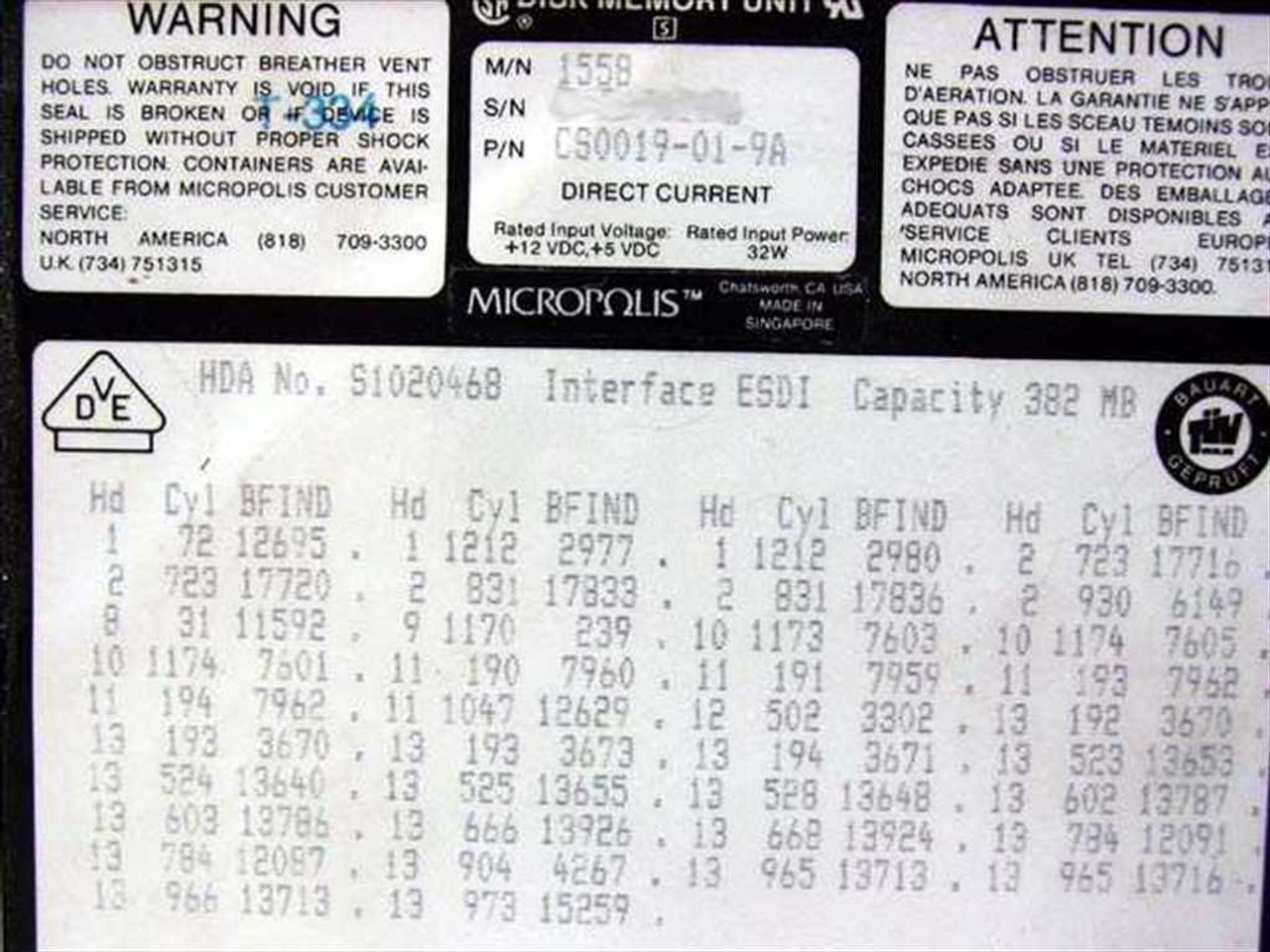 Micropolis 1558 382MB 5.25