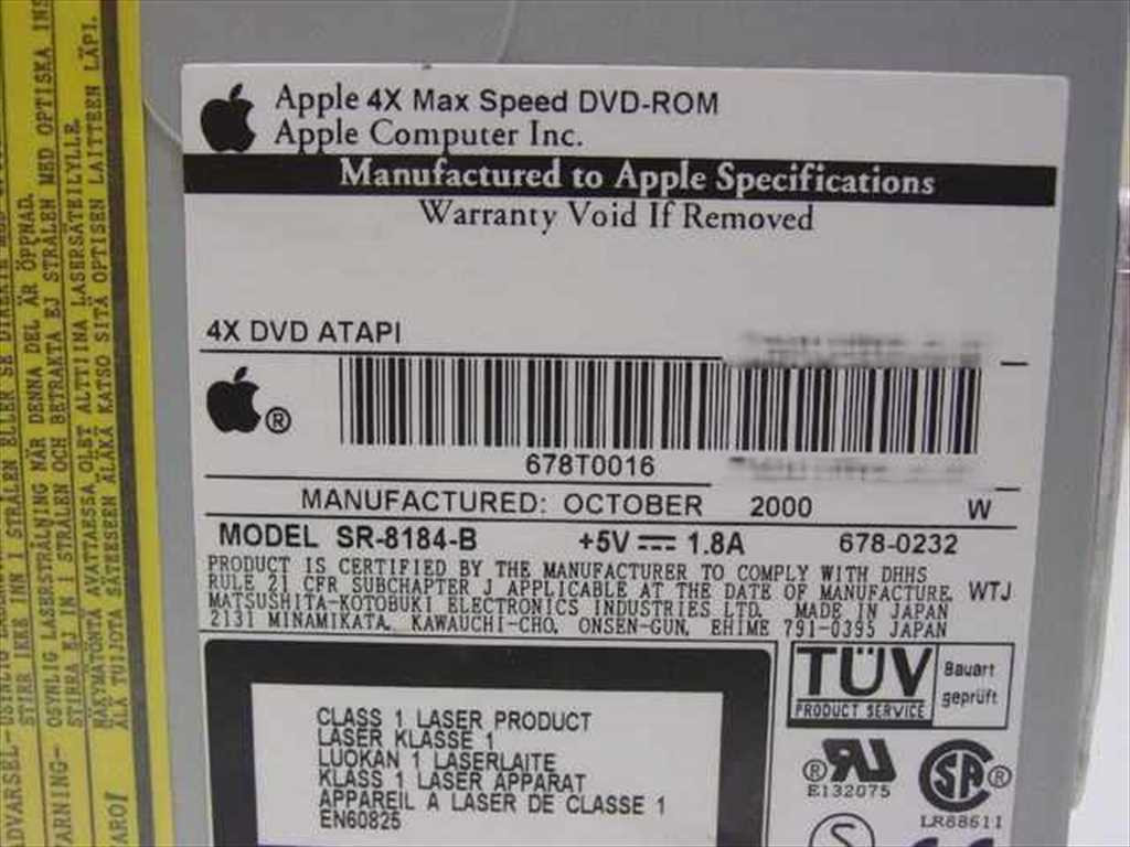 Apple SR-8184-B 678-0232 4X ATAPI DVD-ROM iMac Drive