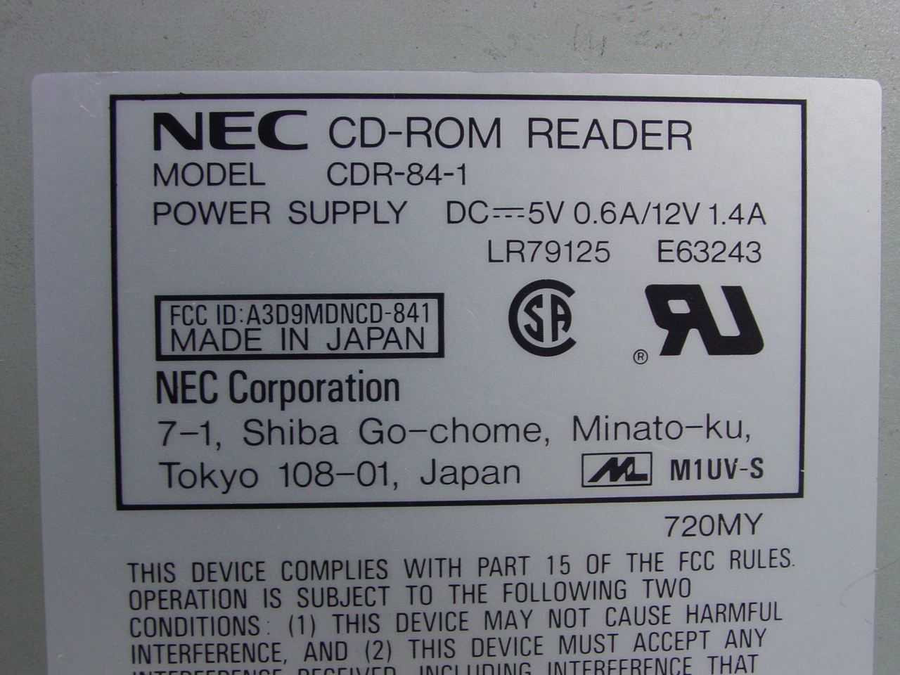 NEC CDR-84-1 MultiSpin 2x SCSI Internal CD-ROM Drive